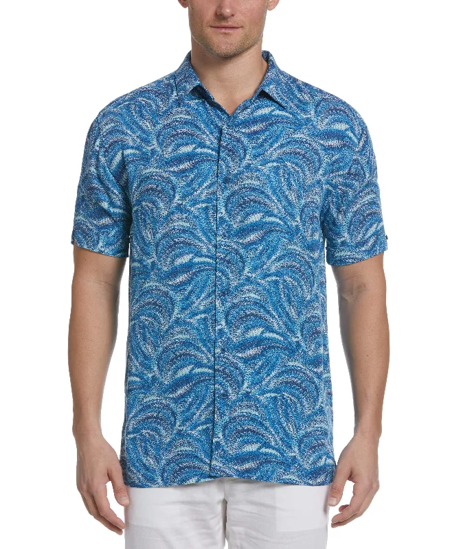 Big & Tall Textured Wave Print Shirt Solid Print Embellished
