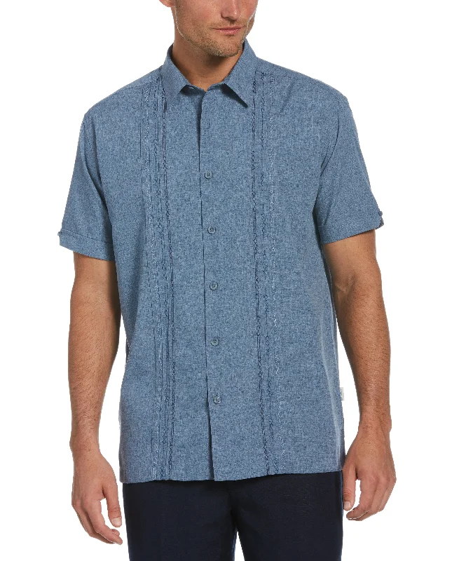 Geo Embroidered Panel Shirt Asymmetrical Pockets Print