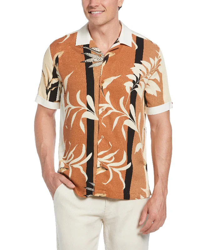 Engineered Stripe Print Shirt Zippered Buttoned Snapped
