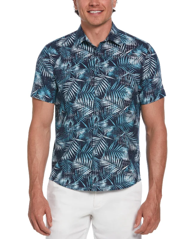 Abstract Geo Leaf Print Shirt Iron Safe Non-Iron Wrinkle Free