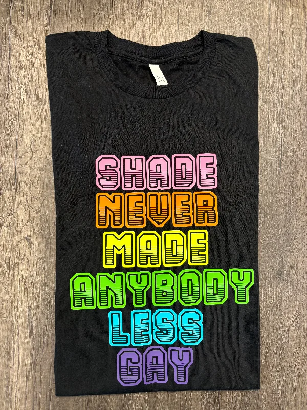 SHADE NEVER MADE ANYBODY LESS GAY BABY/YOUTH SHIRT Hooded Caped Shawl Collar