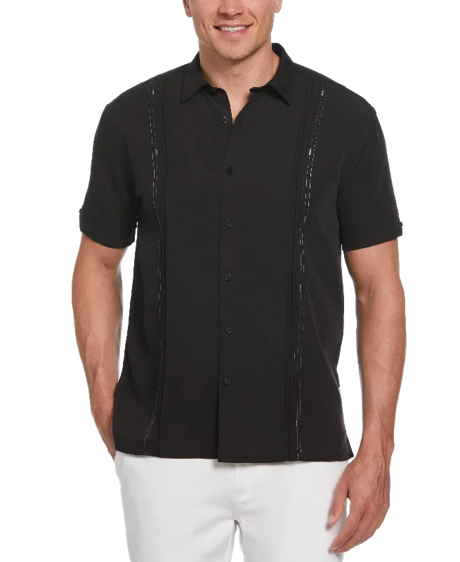 Embroidered Panel Shirt Hooded Caped Shawl Collar