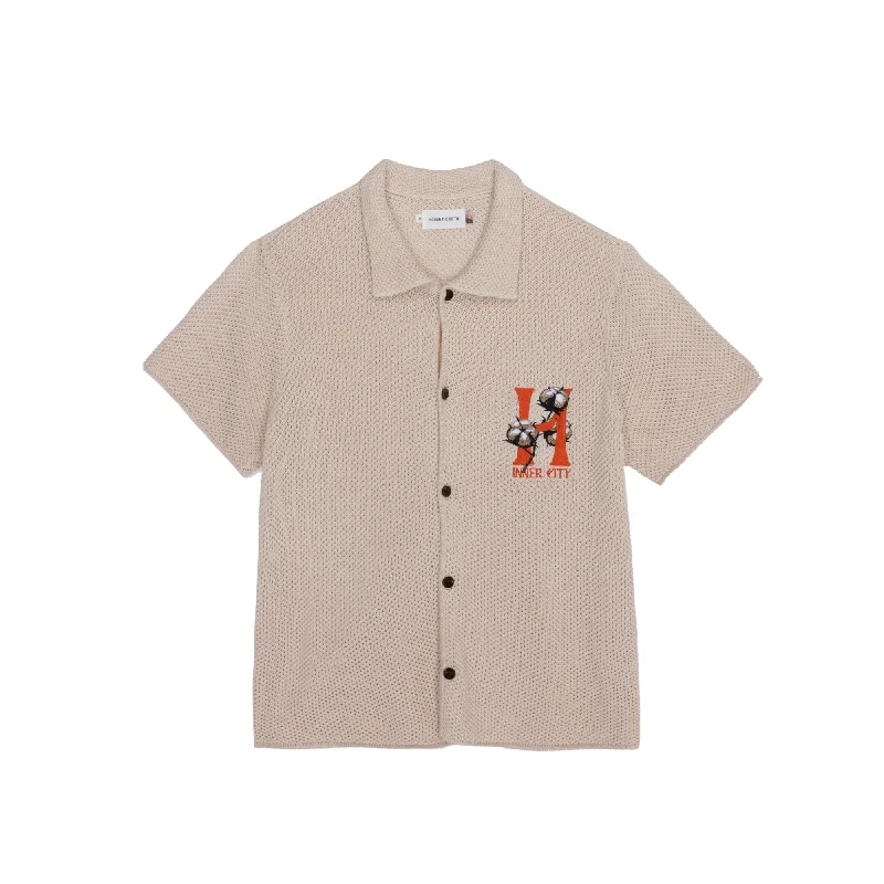 Honor The Gift Mens Knit H Button Shirt Asymmetrical Pockets Print