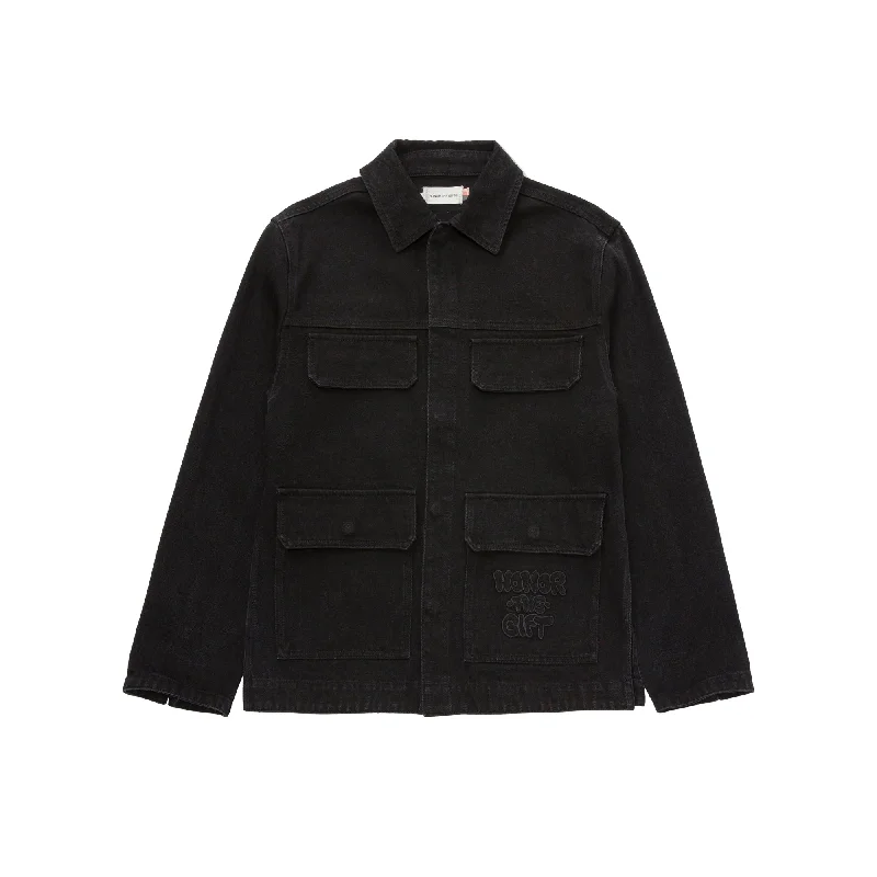 Honor The Gift Womens Denim Shirt Welt Pockets Slit Pockets Flap Pockets
