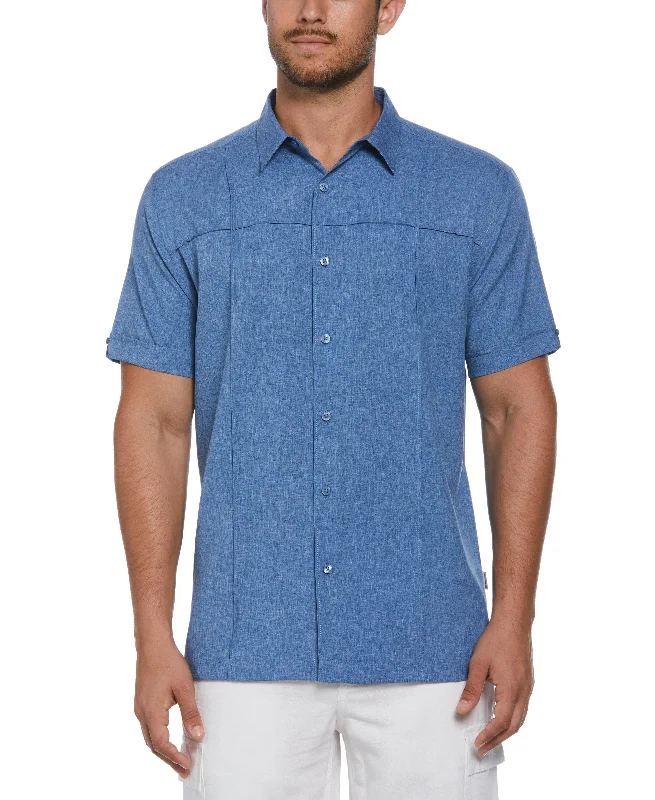 Two-Tone Cross Tuck Chambray Shirt Striped Floral Plaid