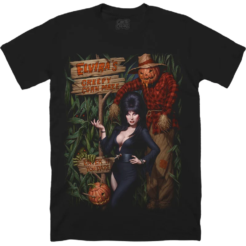 ELVIRA'S CREEPY CORN MAZE - T-SHIRT Hooded Caped Shawl Collar