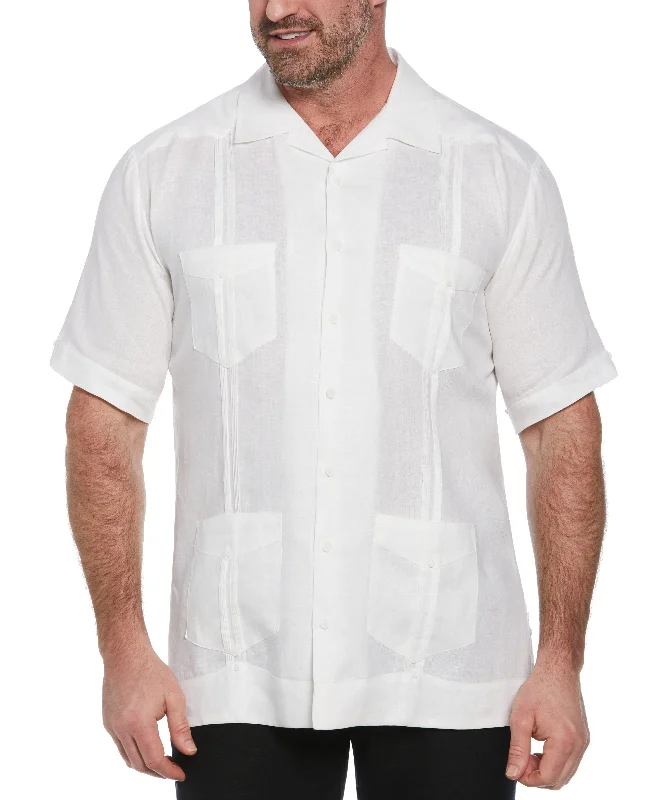 Big & Tall 100% Linen Classic Guayabera Shirt - Short Sleeve Terry Blend Velvet Blend Canvas Blend