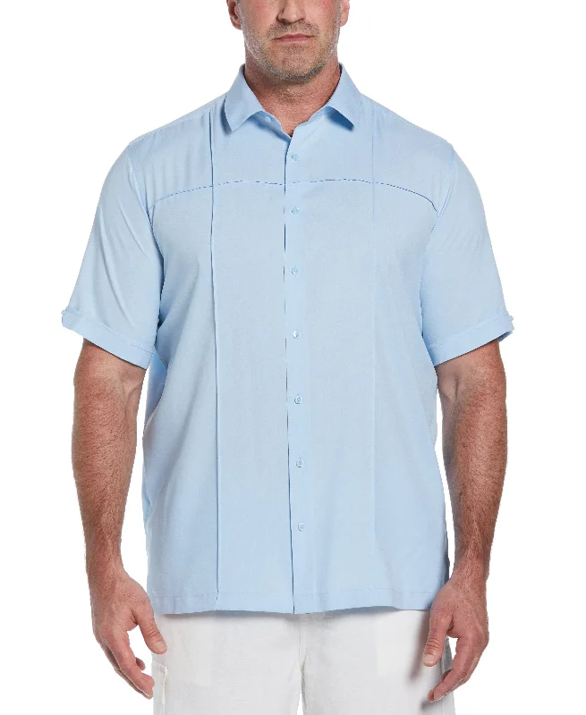 Big & Tall Two-Tone Cross Tuck Chambray Shirt Print Jacquard Patchwork