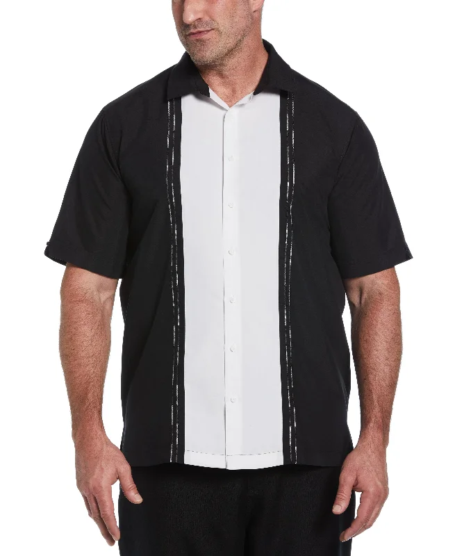 Big & Tall Color Block Embroidery Shirt Zippered Front Buttoned Front Snap Front