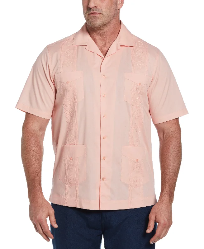 Big & Tall Authentic Embroidered Guayabera Shirt Anti-Pilling Machine Wash Handmade