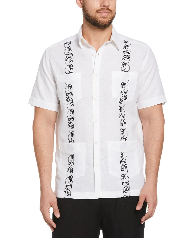 Linen Blend Contrast Embroidery Guayabera Shirt Lace Blend Ribbed Blend Corduroy Blend