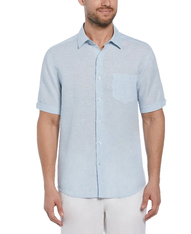 Big & Tall TravelSelect™ Linen-Blend One Pocket Shirt Anti-Pilling Machine Wash Handmade