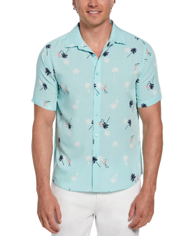 Flamingo Print Shirt Striped Floral Plaid