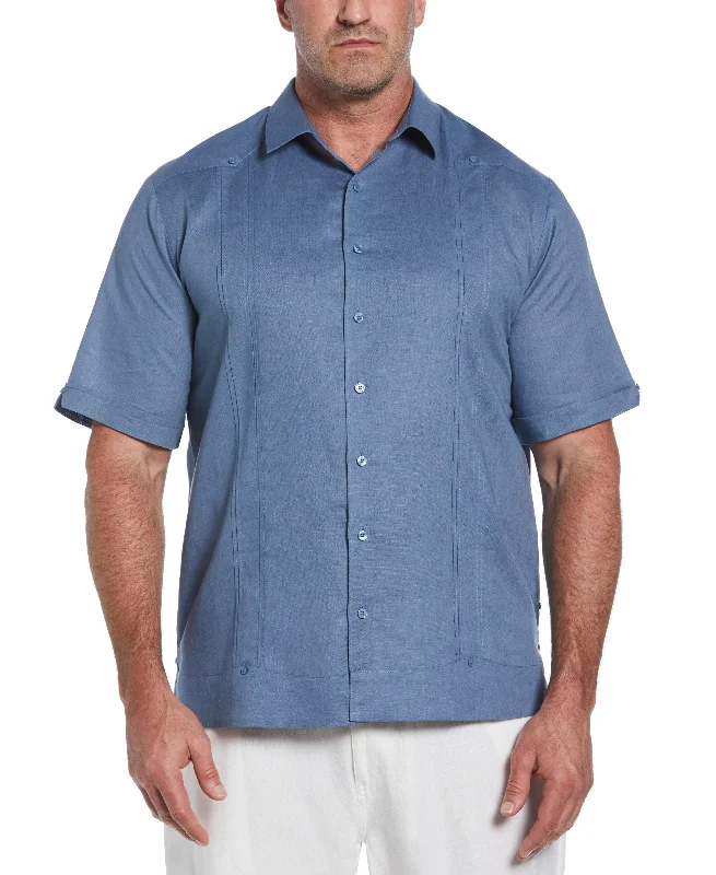 Big & Tall Linen Blend No Pocket Guayabera Shirt Silk Blend Satin Velvet