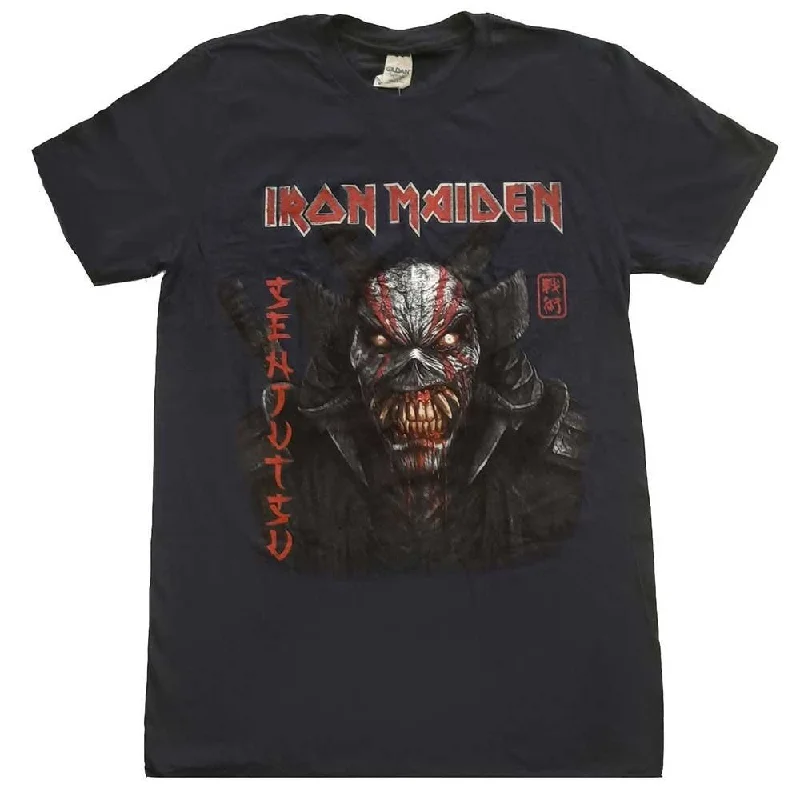 Iron Maiden Adult T-Shirt - Senjutsu Back Cover Vertical Logo - Official Licensed Design - Worldwide Shipping Lace Blend Ribbed Blend Corduroy Blend