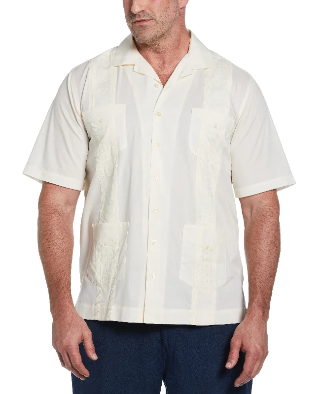 Big & Tall Authentic Embroidered Guayabera Shirt Iron Safe Non-Iron Wrinkle Free