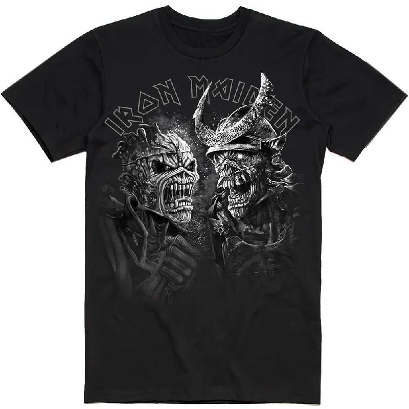 Iron Maiden Adult T-Shirt - Senjutsu Large Greyscale Heads - Official Licensed Design - Worldwide Shipping Oversized T-Shirt Spandex breathable