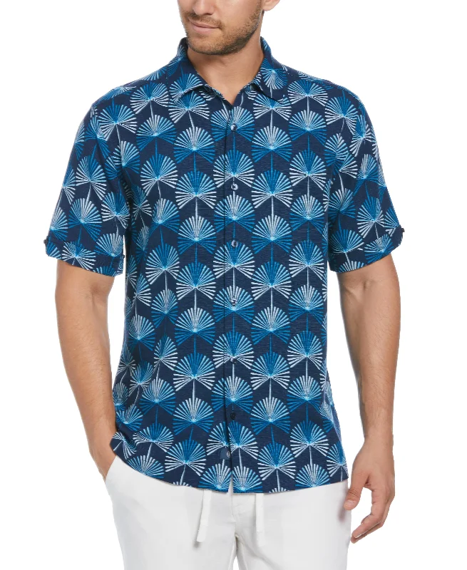 Geo Botanical Print Shirt Print Jacquard Patchwork