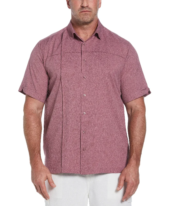 Big & Tall Two-Tone Cross Tuck Chambray Shirt Silk Blend Satin Velvet