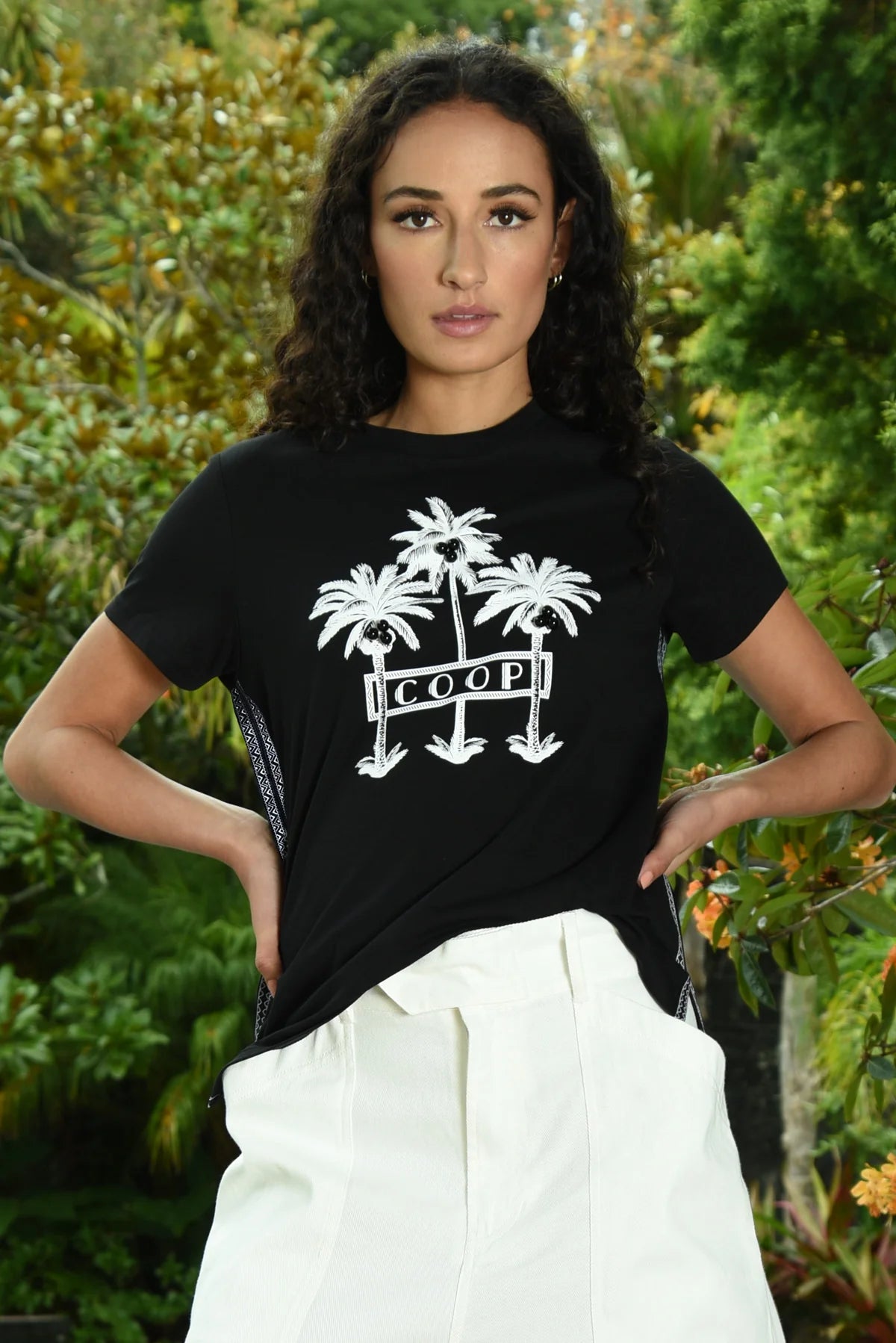 Coconut  Grove T-Shirt -Black Polka Dot Checkered Tartan