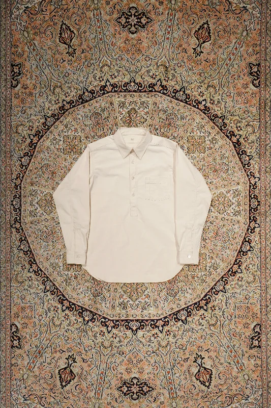Taiga Takahashi WORK SHIRT P/O (IVORY) Spandex Blend Rayon Blend Denim Blend