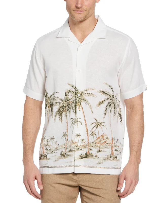 Palm Print Border Shirt Fashionable Trendy Casual