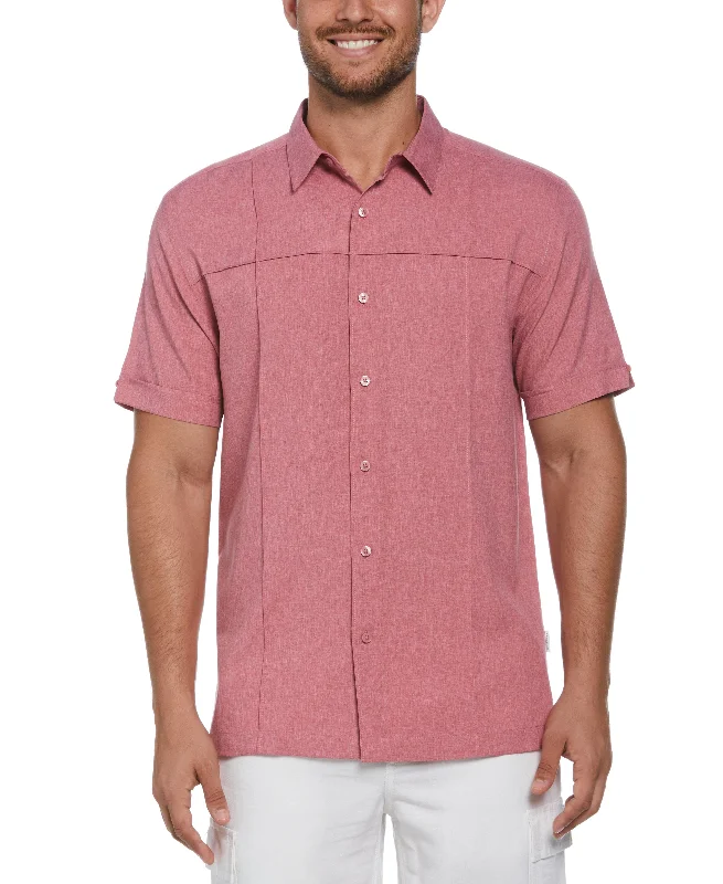 Big & Tall Two-Tone Cross Tuck Chambray Shirt Embroidered Appliqued Beaded