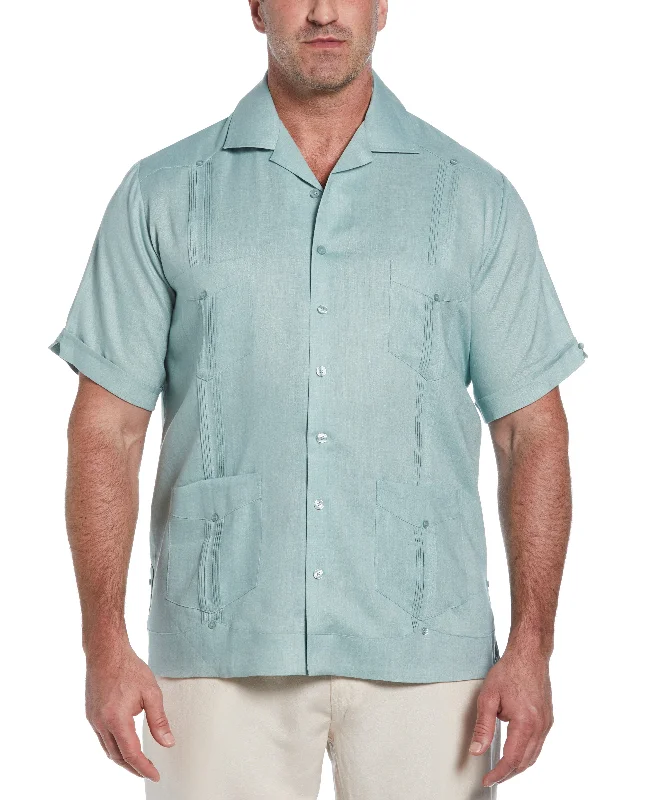 Big & Tall 100% Linen Classic Guayabera Shirt - Short Sleeve Rayon Fabric Velvet Fabric Corduroy Fabric