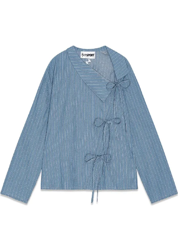 ALICE SHIRT - Blue Rayon Velvet Corduroy