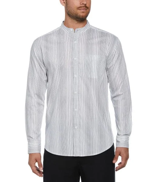 Stripe Banded Collar Shirt Print Jacquard Patchwork