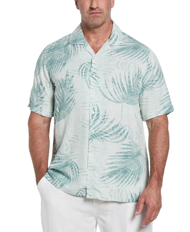 Big & Tall Palm Dotted Print Shirt Chenille Blend Fleece Blend Nylon Blend
