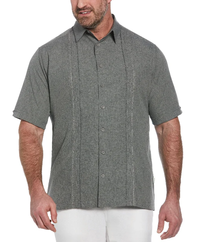 Big & Tall Geo Embroidered Panel Shirt Mesh Canvas Denim