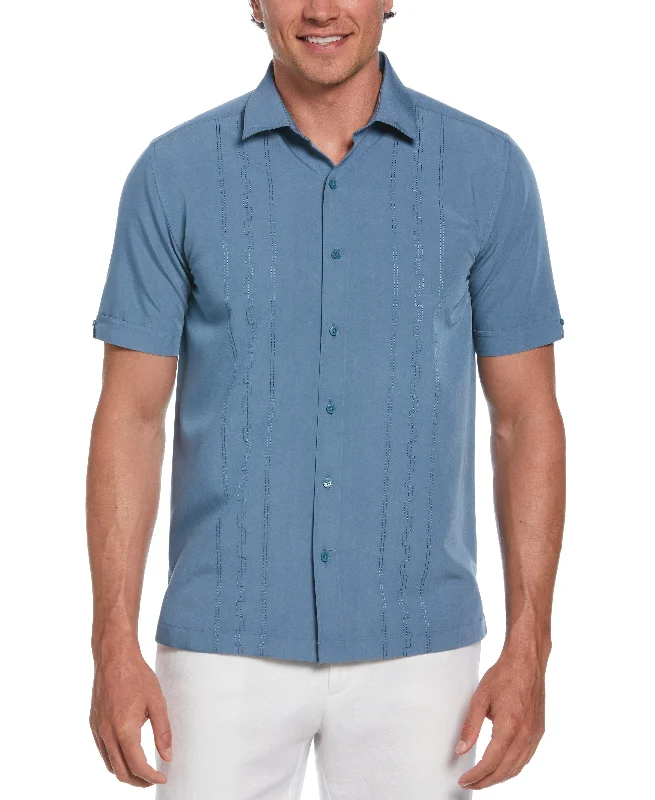 Wide Embroidered Panel Shirt Fitted T-Shirt Seamless Stretchy