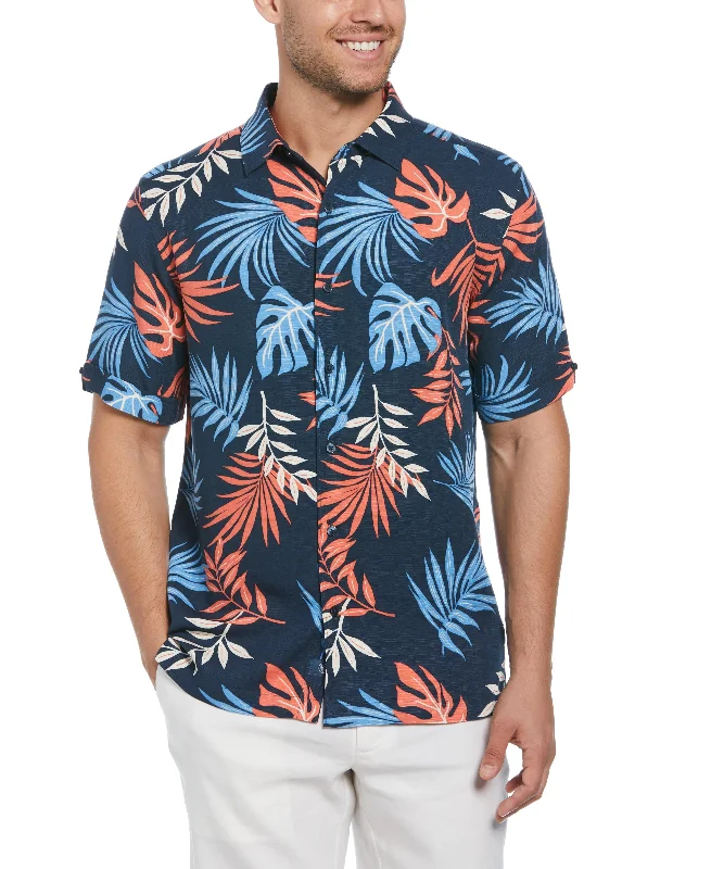 Multicolor Leaf Print Shirt Terry Blend Velvet Blend Canvas Blend