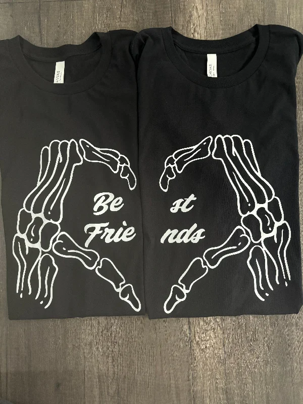 BEST FRIENDS SKELLY HANDS  SHIRT Welt Pockets Slit Pockets