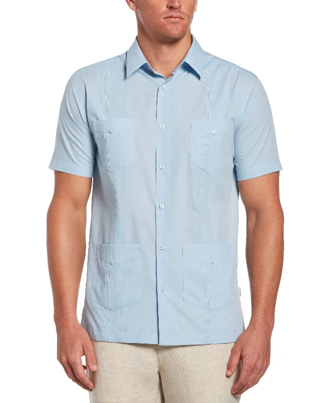 Big & Tall Four Pocket Guayabera Shirt Mesh Blend Leather Blend Suede Blend