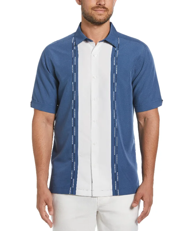 Color Block Embroidery Shirt Fashionable Trendy Casual
