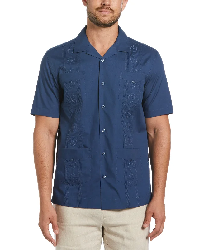 Authentic Embroidered Guayabera Shirt Ribbed T-Shirt High Neck Heavyweight