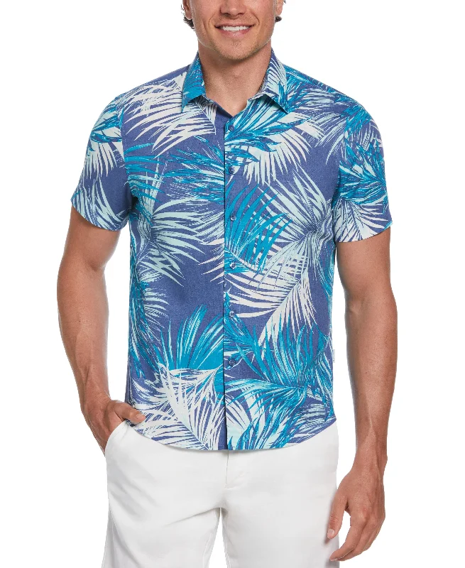 Tropical Palm Leaves Print Shirt Elasticated Padded Insulated