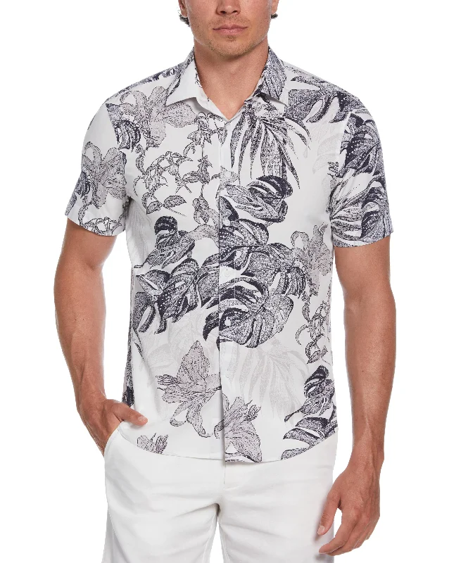 Exploded Botanical Print Shirt Chenille Blend Fleece Blend Nylon Blend