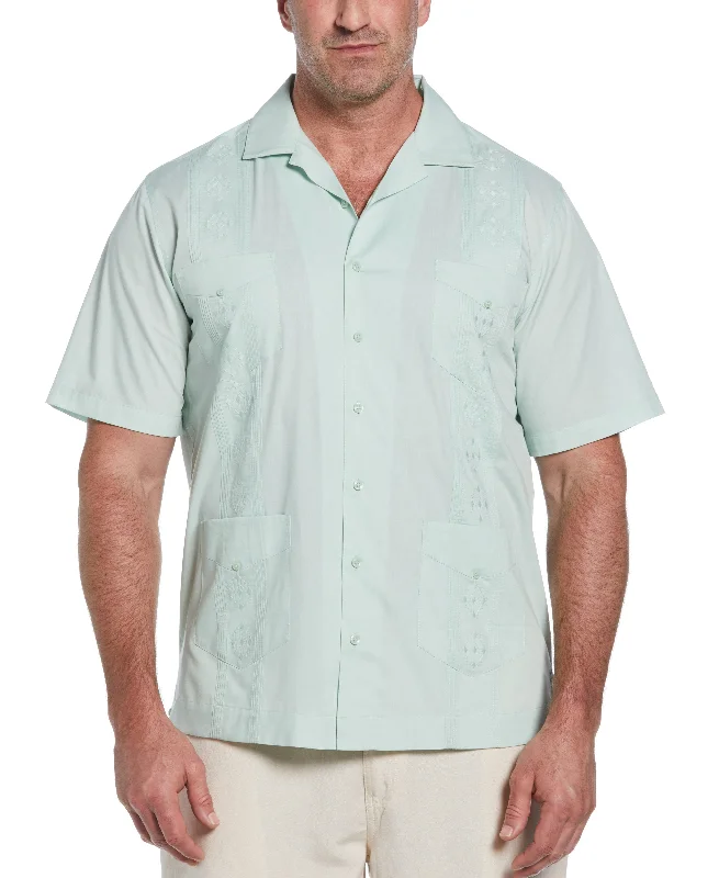 Big & Tall Authentic Embroidered Guayabera Shirt Solid Print Embellished