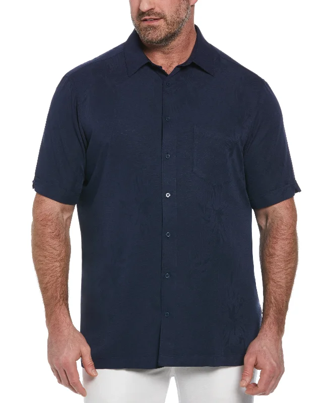 Big & Tall Two-Tone One Pocket Floral Print Shirt Cashmere Blend Cotton Blend Poly Blend