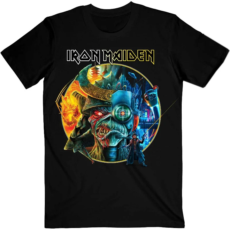 Iron Maiden Adult T-Shirt - The Future Past Tour '23 Circle Art - Official Licensed Design Rayon Fabric Velvet Fabric Corduroy Fabric