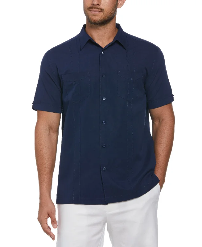 Two-Pocket Double Pintuck Shirt Mesh Canvas Denim