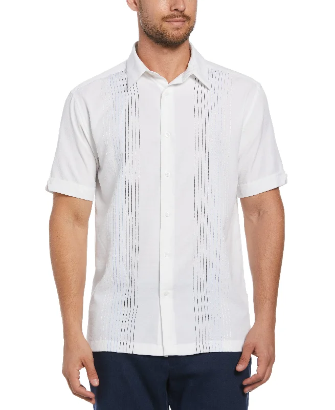 Ombre Embroidered Panel Shirt Hooded Caped Shawl Collar