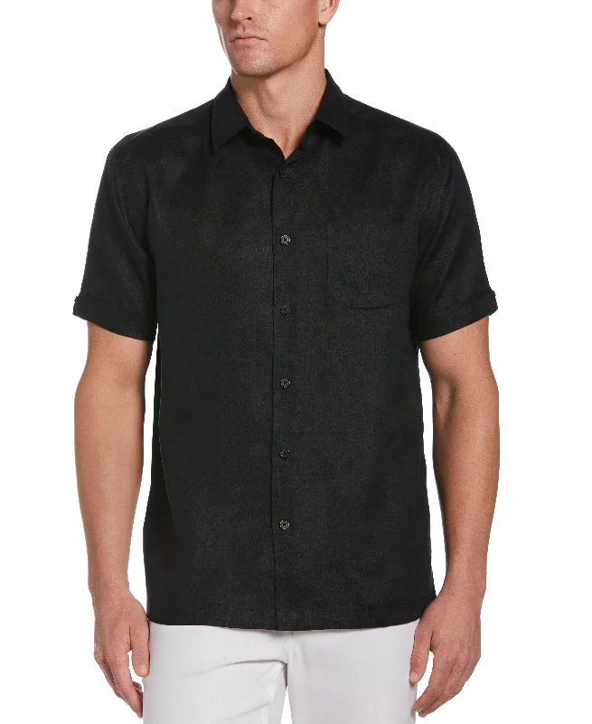 Classic Solid Linen Shirt Ribbed T-Shirt High Neck Heavyweight