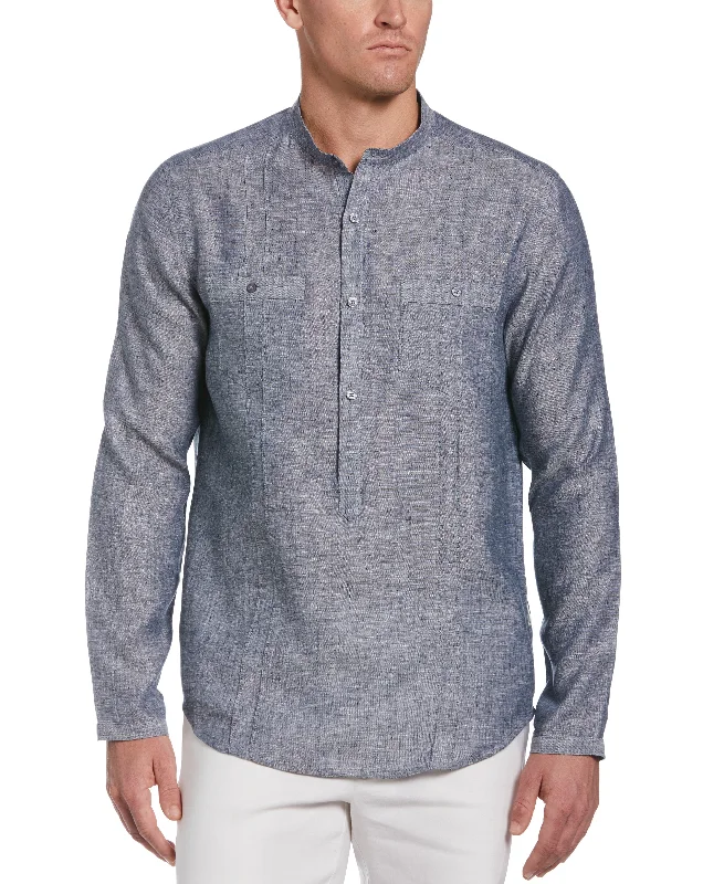 Two-Pocket Pintuck Popover Shirt Cashmere Blend Cotton Blend Poly Blend