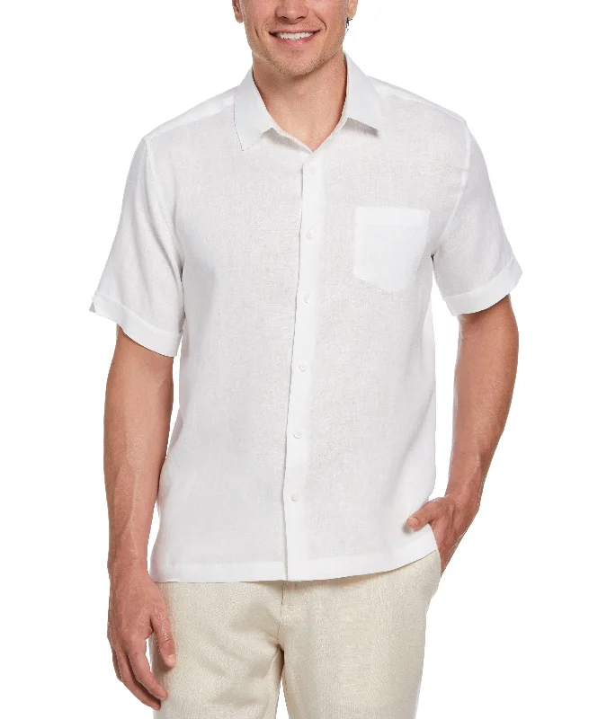 Big & Tall TravelSelect™ Linen-Blend One Pocket Shirt Striped Floral Plaid