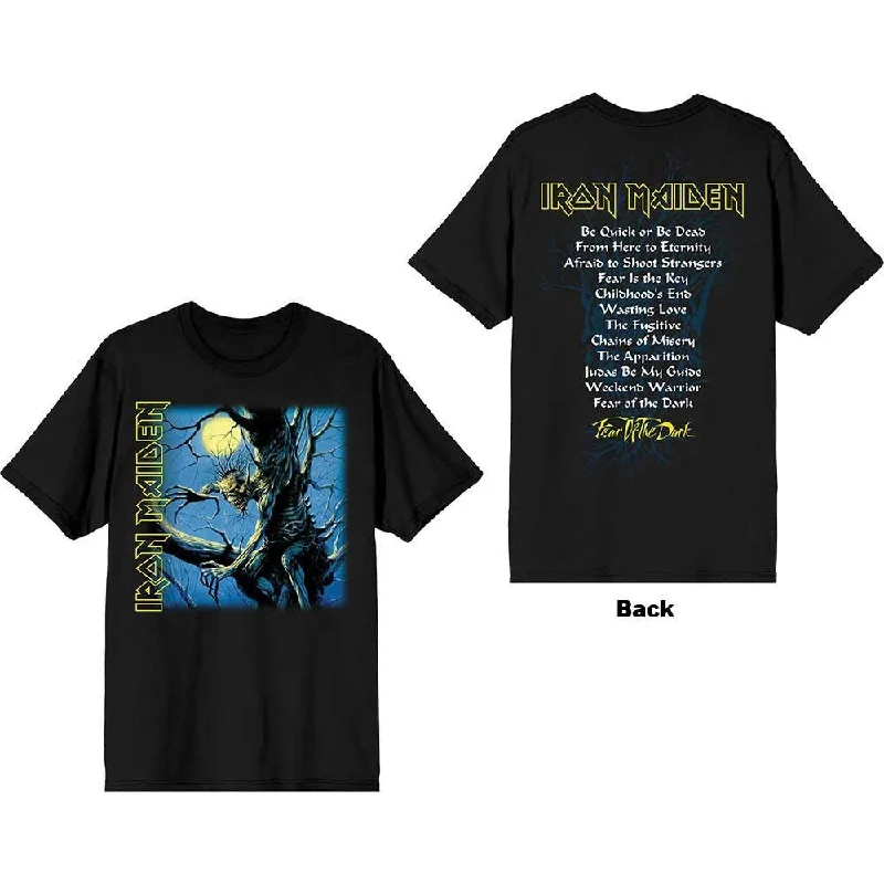 Iron Maiden Adult T-Shirt - Fear of the Dark Tracklisting - Official Licensed Design - Worldwide Shipping Graphic T-Shirt Round Neck Polyester