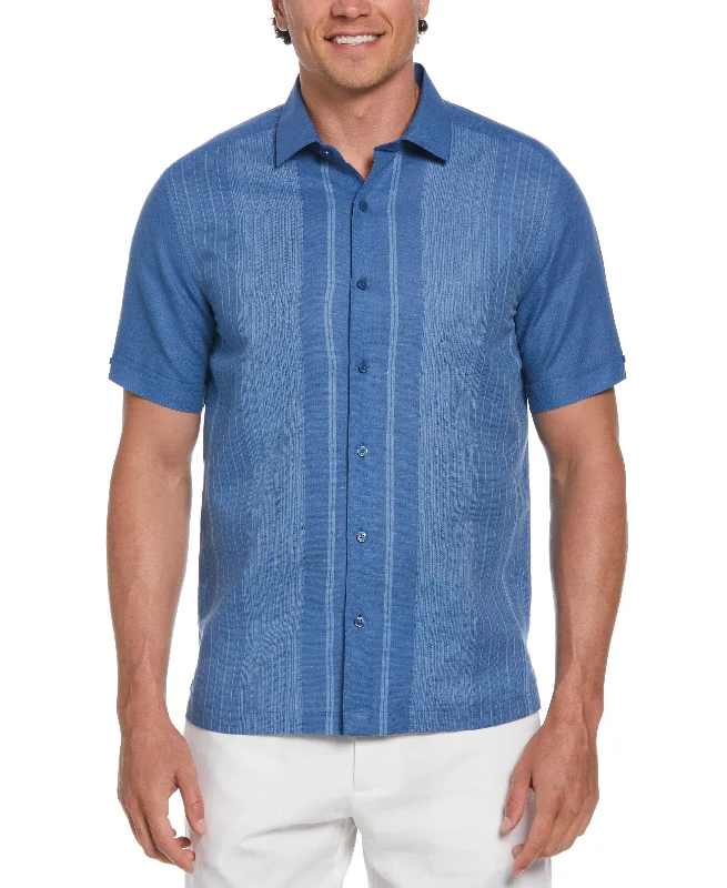 Linen Blend Gradient Panel Shirt Polka Dot Checkered Tartan
